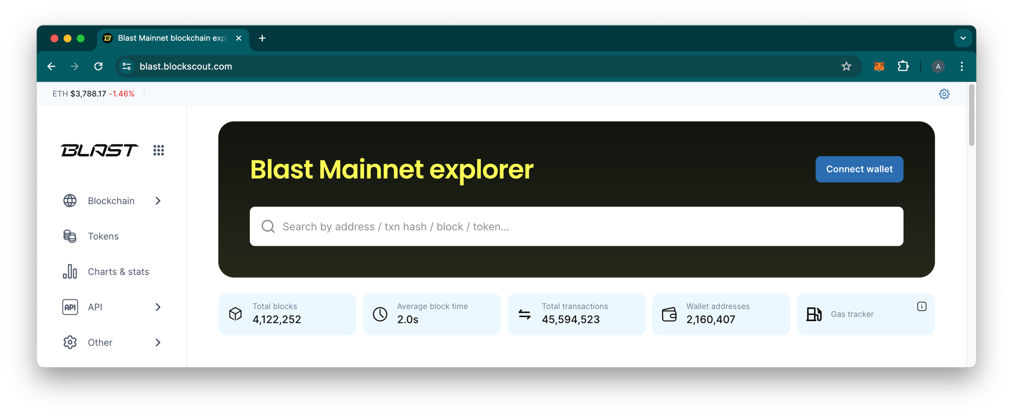 Blast block explorer