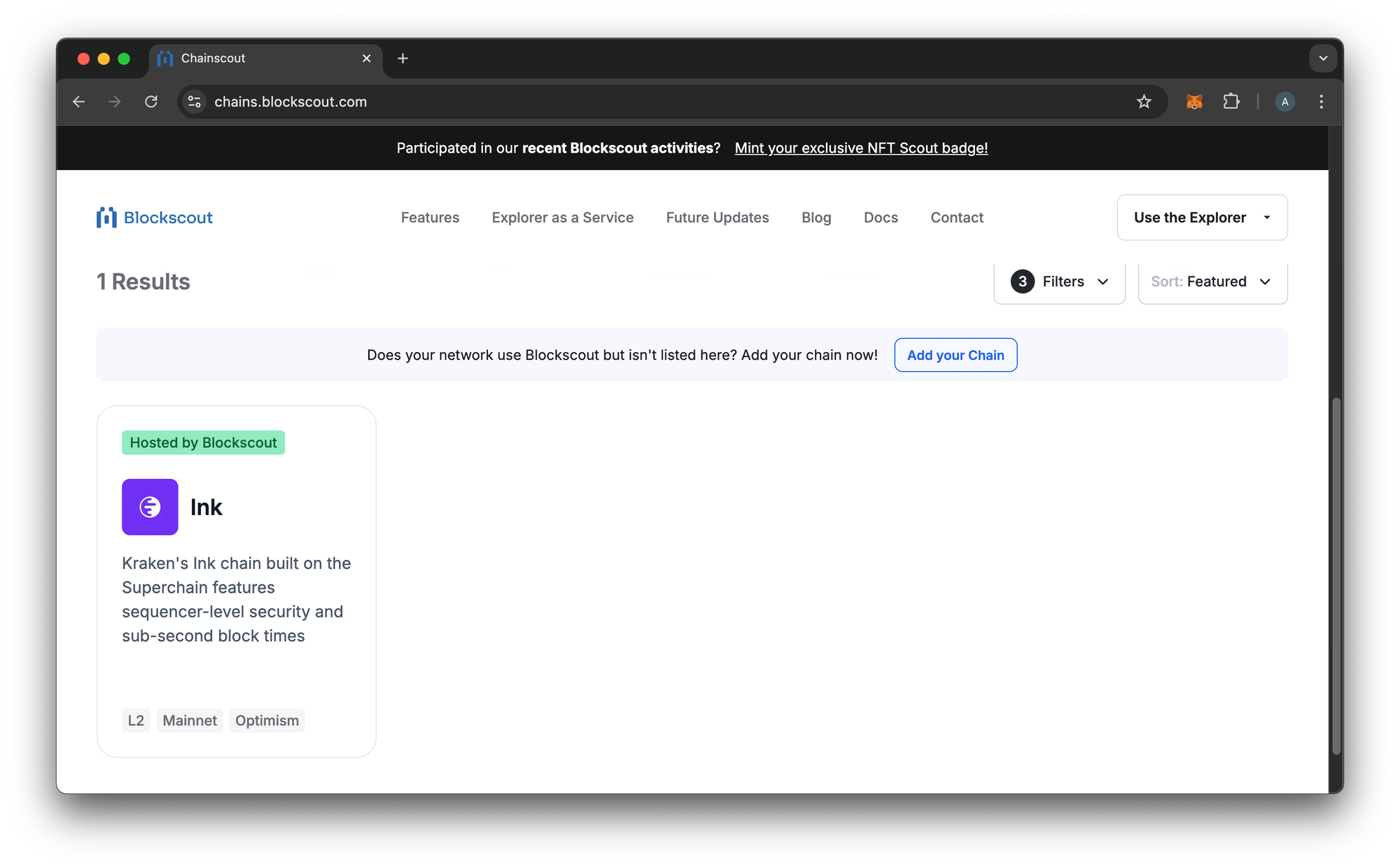 View results in Chainscout