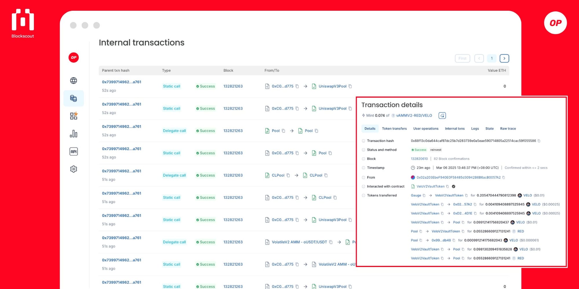 Internal transactions on Optimism