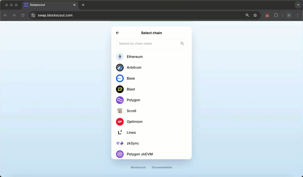 List of chains on Swapscout