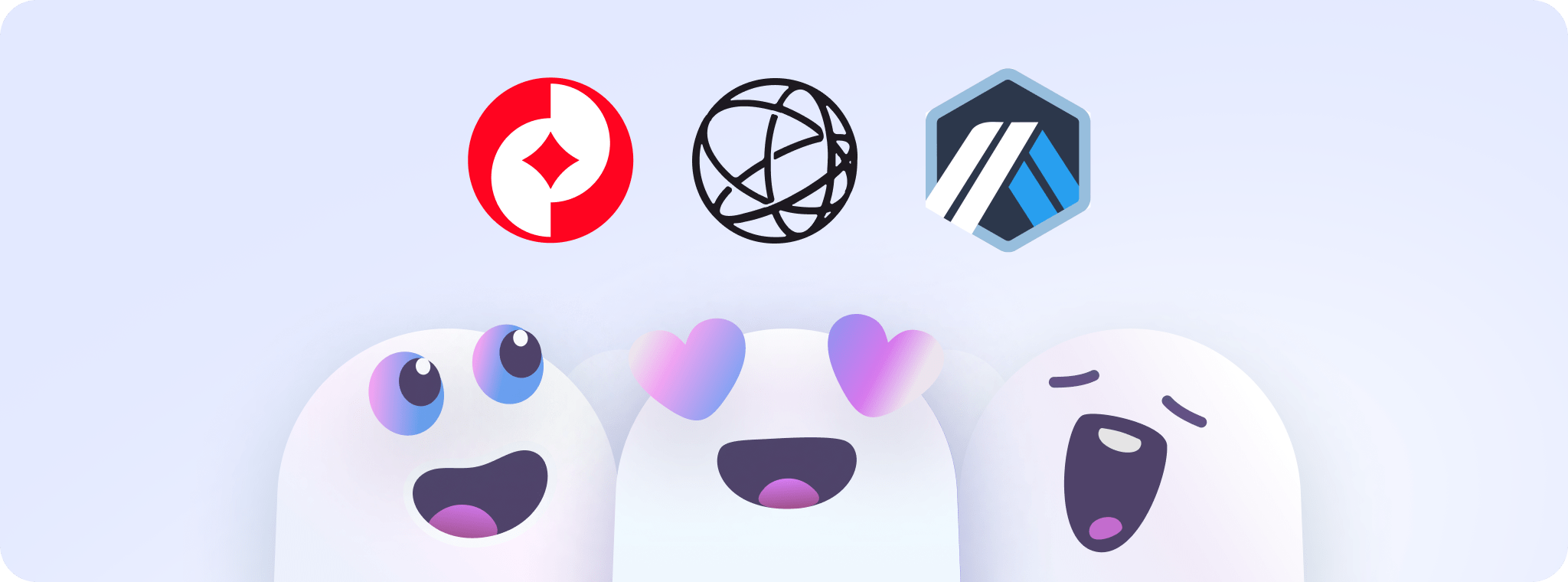 Multi-chain blockchain integration logos: Blockscout explorer with Celestia modular blockchain. Optimism and Arbitrum Layer 2