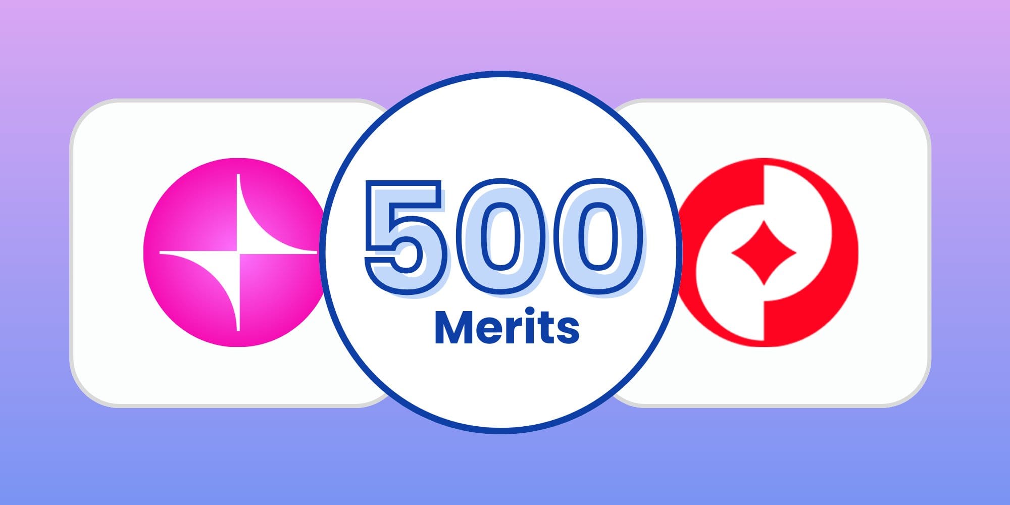 Reward graphic displaying 500 Merits with Stargaze and Redacted Cartel logos on a purple gradient background, indicating a crypto campaign reward