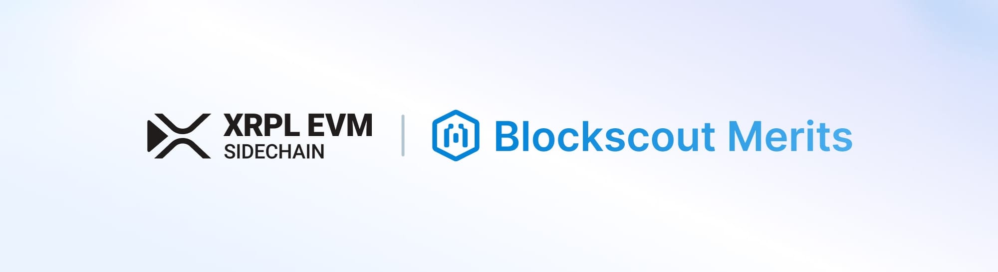 XRPL EVM Sidechain and Blockscout Merits blockchain explorer logos - XRP Ledger Ethereum Virtual Machine integration