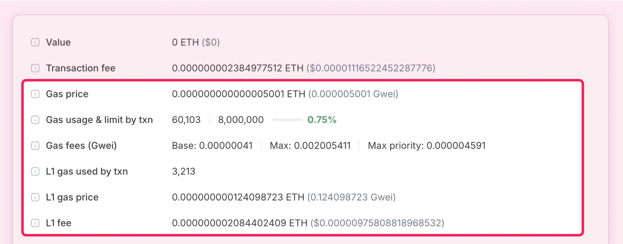 inspect any transaction and see a clear fee breakdown