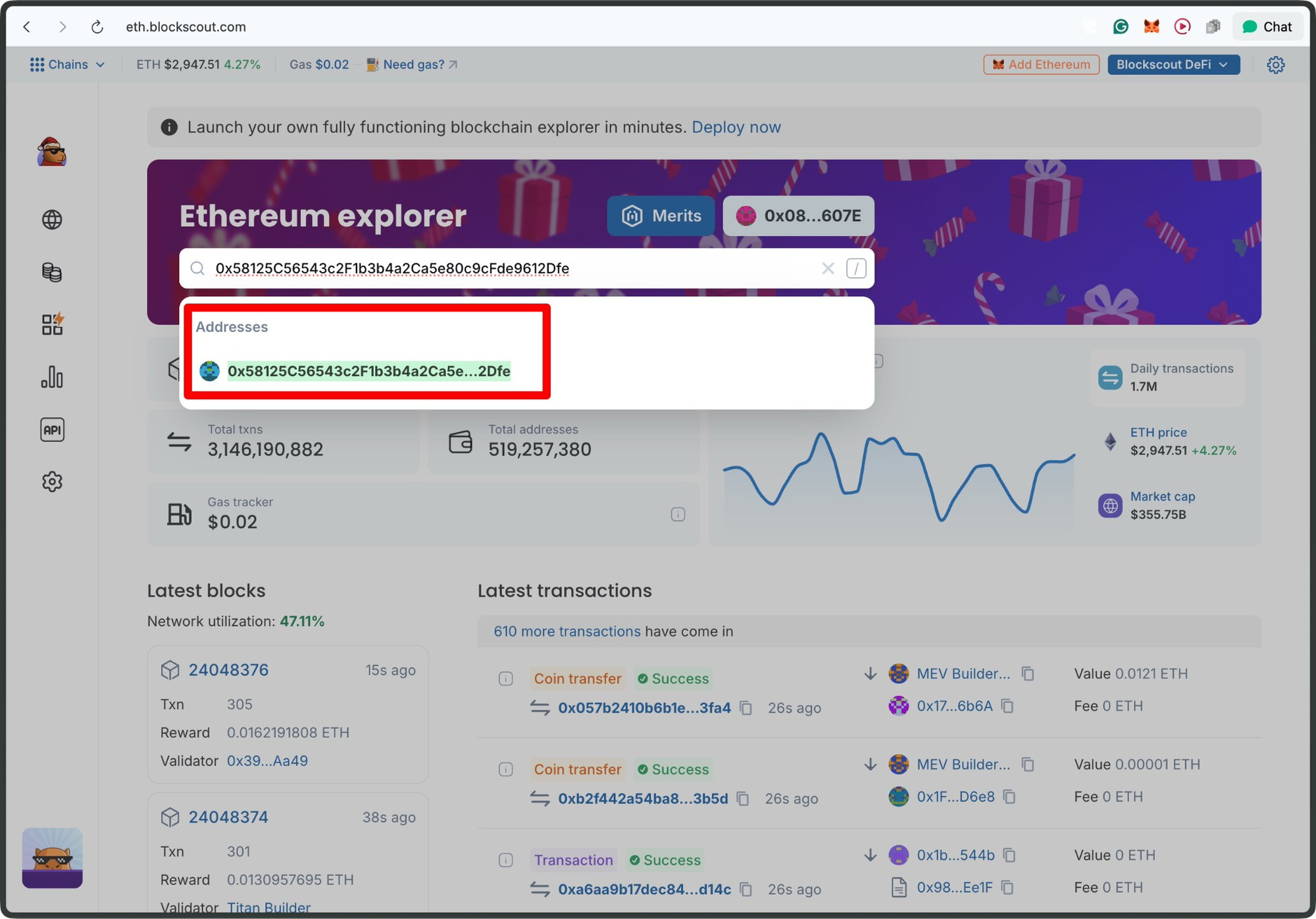 ethereum block explorer search wallet tracker EOA