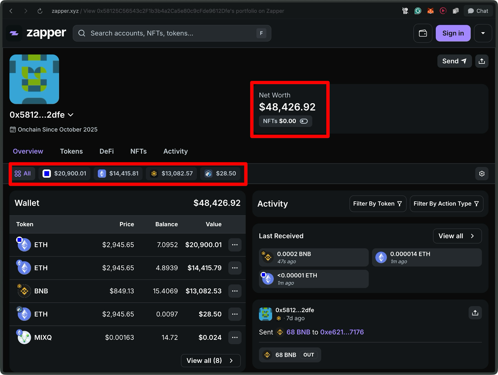 access zapper on block explorer