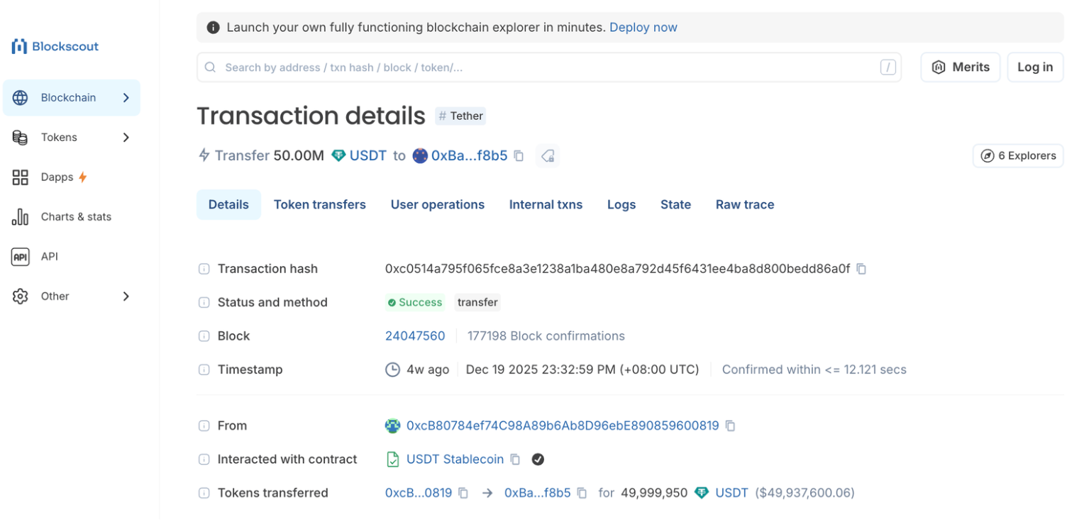 50M USDT address poisoning transaction 