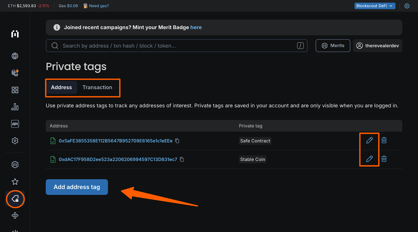 private tags blacklist scam poison attach block explorer