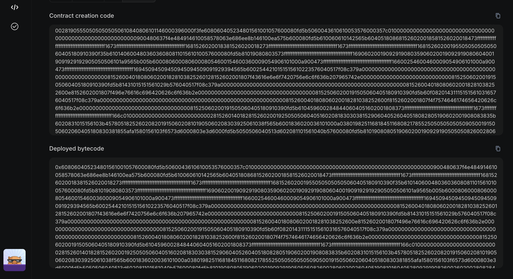 Contact creation and deployed bytecode on blockscout