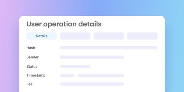 Visual representation of UserOperation transaction details including hash, sender, status, timestamp, and fee, as seen on a crypto wallet explorer.