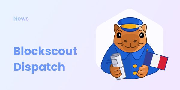 Blockscout Dispatch News - Cartoon capybara mascot in blue postal uniform holding letter and French flag