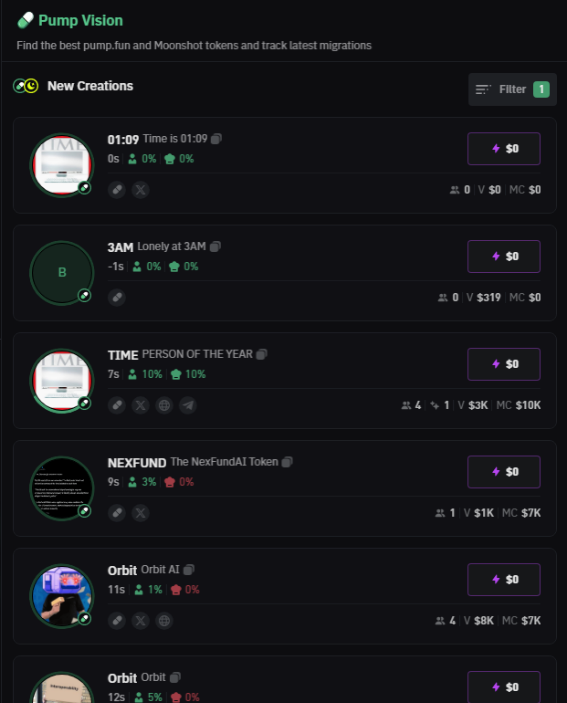 BullX NEO Pump.fun Vision tool