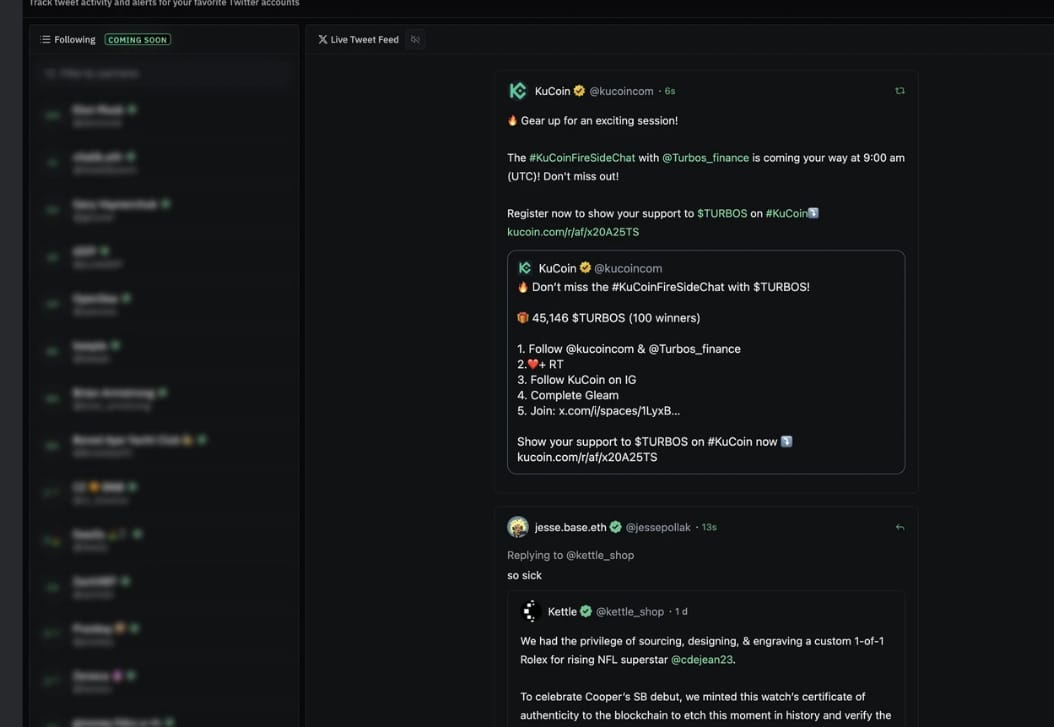 Bullx NEO's twitter influencers tracking feed