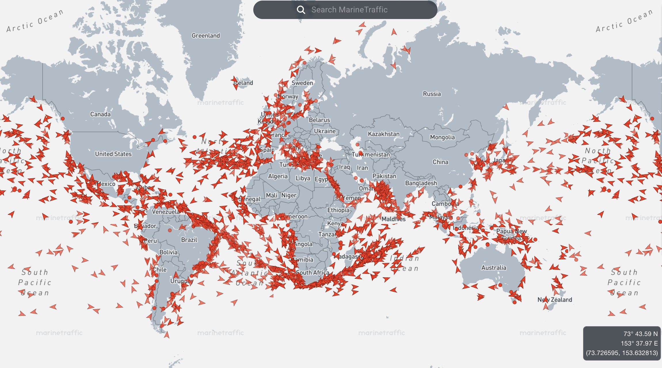 Figure 1 (Global Map) Global tanker traffic patterns illustrating the networked nature of energy transport. Major flows connect production regions, refining hubs, and consumption centers across the Atlantic, Indian, and Pacific basins.