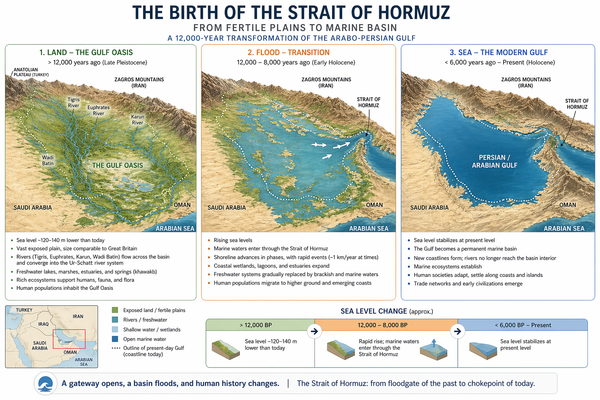 The Birth of the Strait of Hormuz: Transforming Fertile Plains to a Flooded Basin