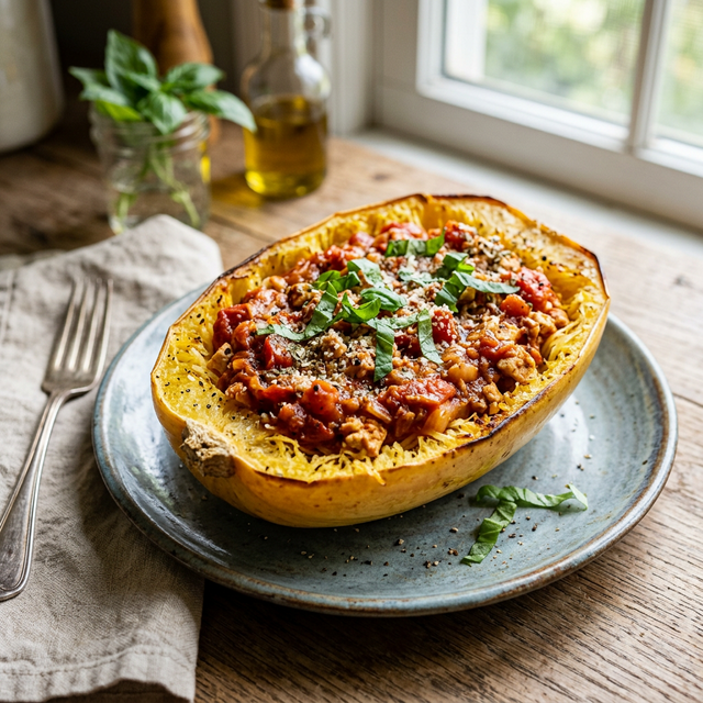 Spaghetti Squash with Maple Glaze & Tofu Crumbles: A Heart-Healthy Comfort Meal