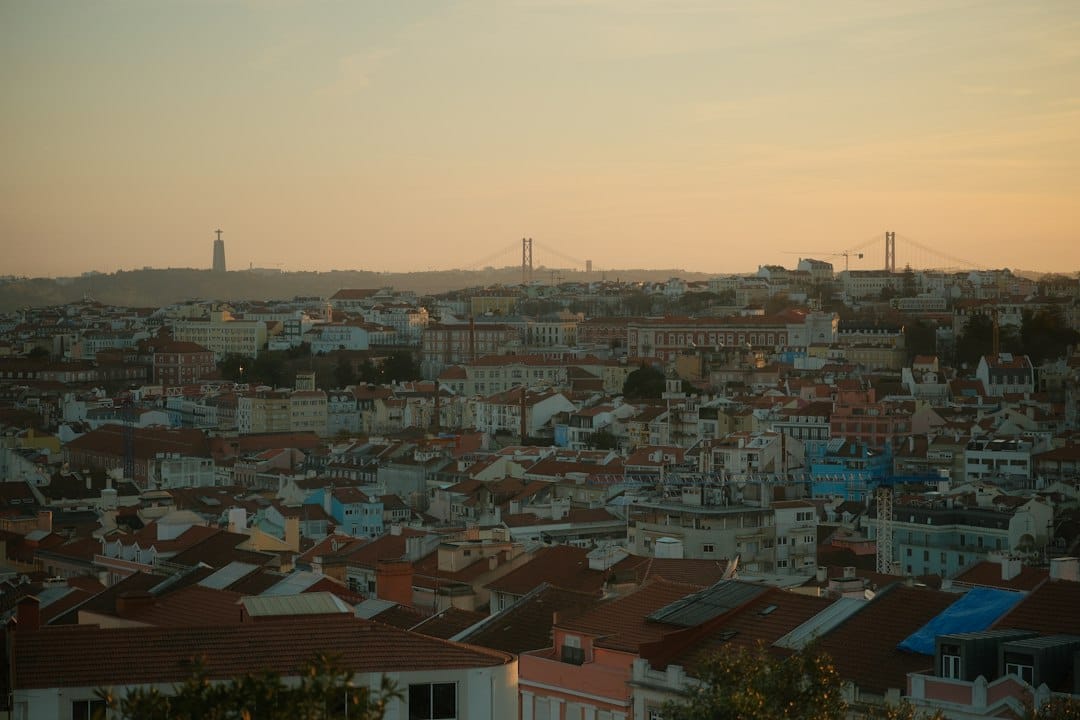 Cityscape with bridge at sunset