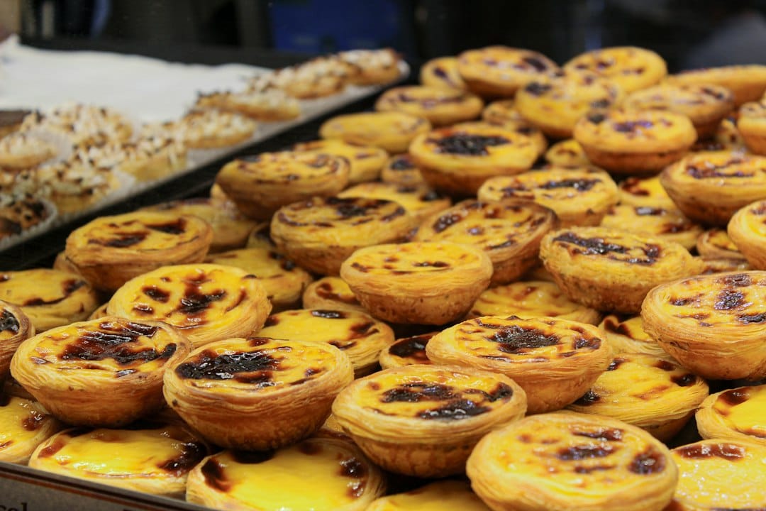 a close up of a tray of pastries