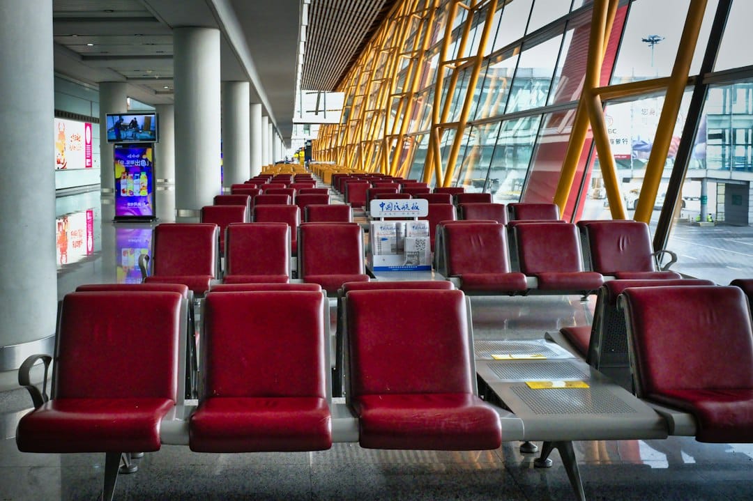 empty red gang chairs
