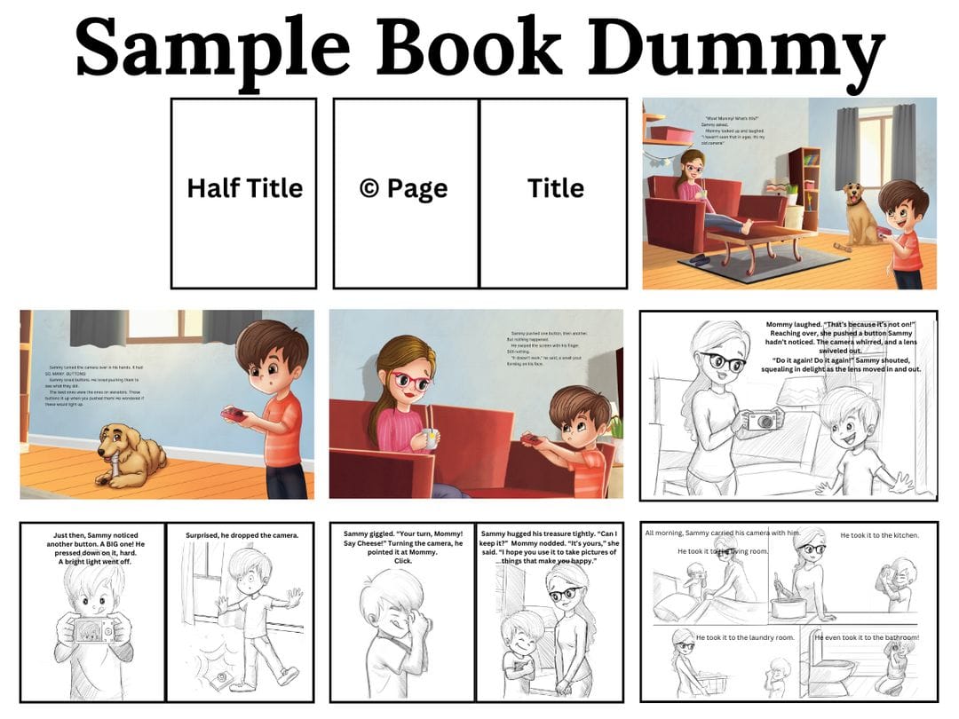 A sample image showing a book dummy for submission to agents