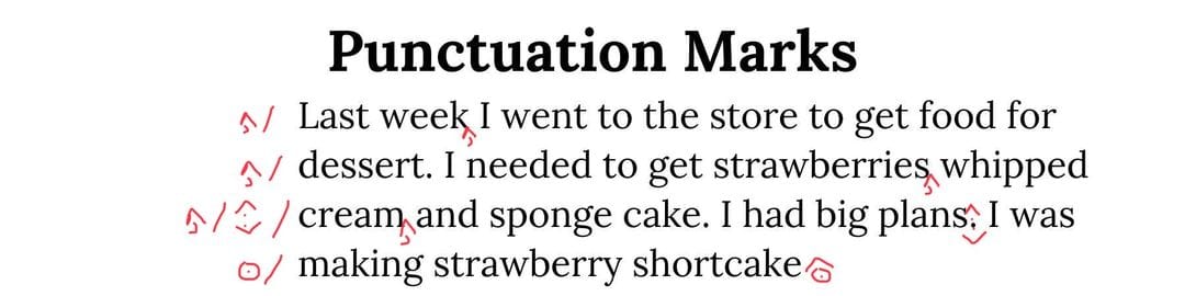 an example of a page that has been edited to include punctuation marks