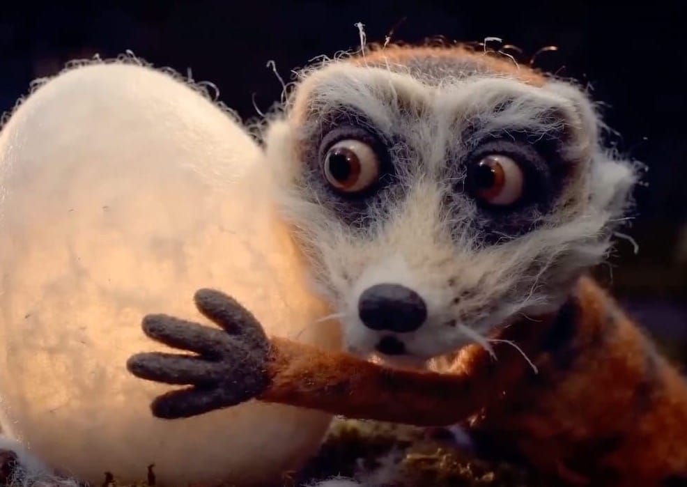 arold the meerkat holding the egg with his paws, his wide dark eyes full of quiet curiosity