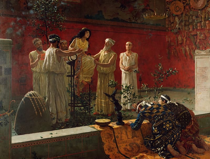 amillo Miola The Oracle 1880 oil painting depicting ritual consultation and initiatory ceremony