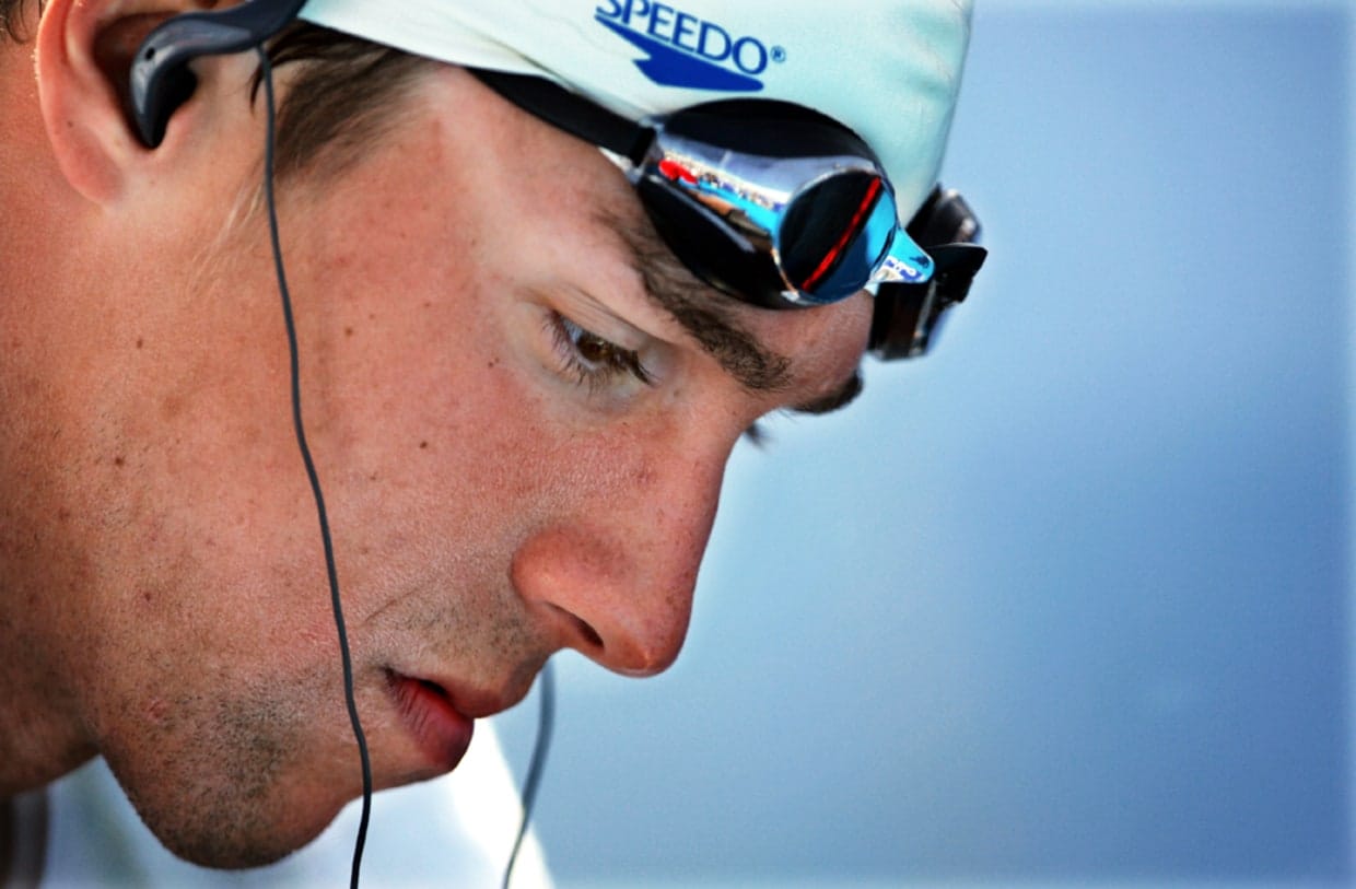 Michael Phelps visualizing race before competition using mental rehearsal