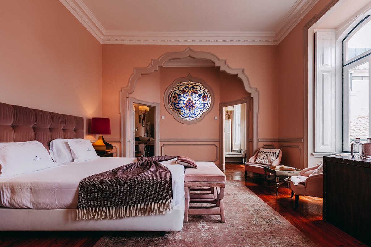 Elegant suite at Torel Palace Lisbon — a royal-frequency manifestation hotel for abundance, luxury, and high-vibration travel.