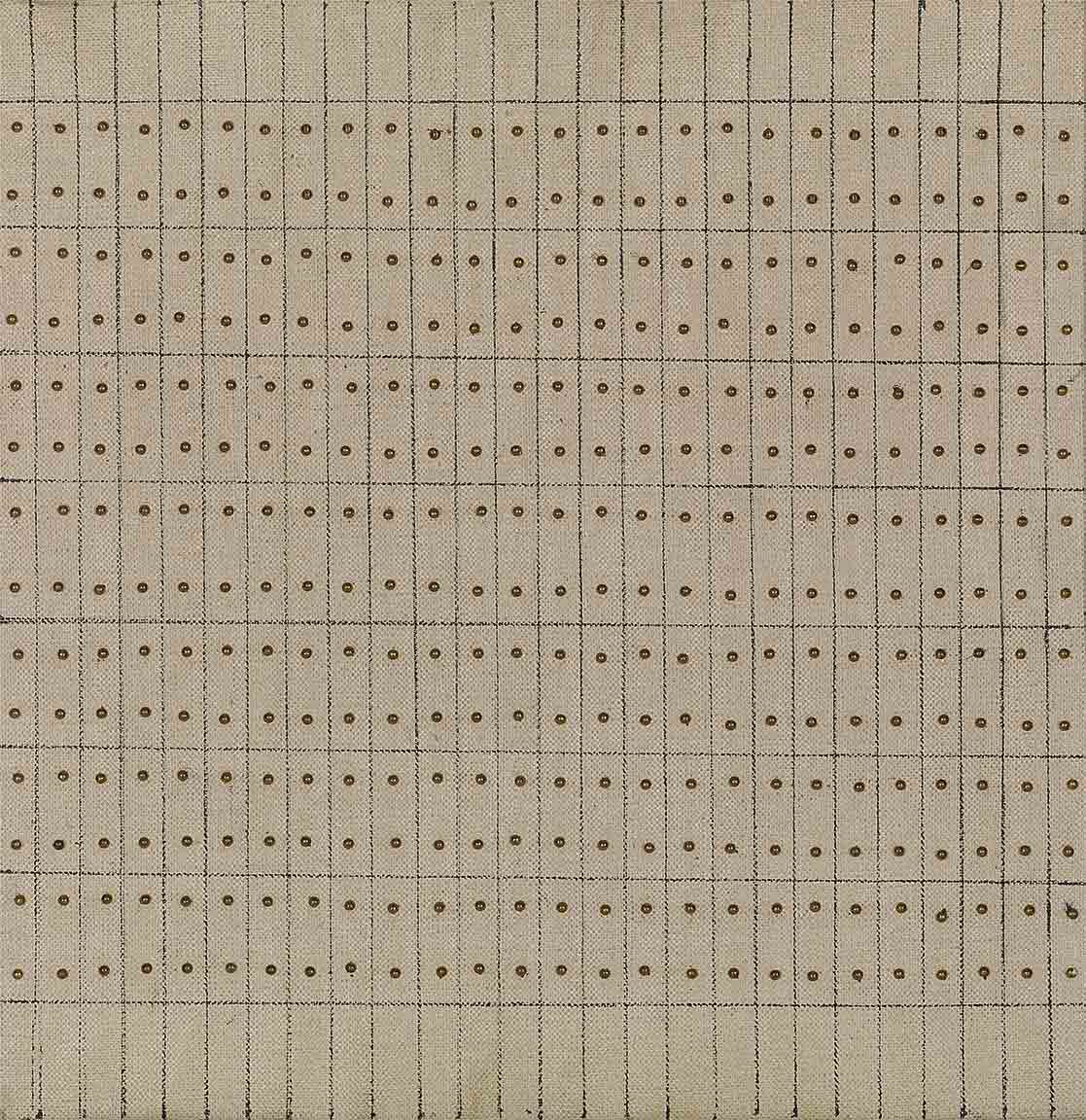 Agnes Martin, Little Sister (1962), grid-based abstract work with dotted and linear marks.