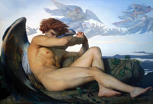 The Fallen Angel by Alexandre Cabanel portraying defiance, psychological tension, and the pain of a fractured identity
