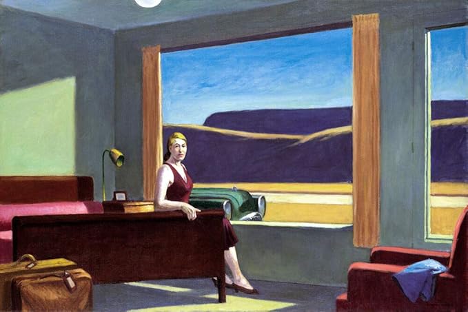 Edward Hopper Western Motel 1957 painting portraying identity isolation and subconscious transition within transient environments