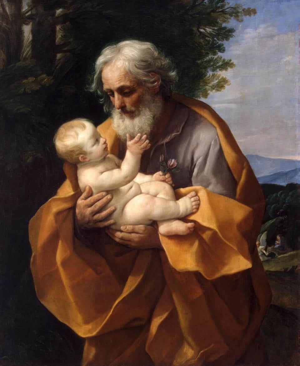 Guido Reni — Saint Joseph with the Christ Child, c.1635. Oil on canvas. Hermitage Museum.