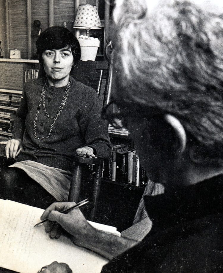 Jane Roberts in trance during a Seth channeling session as Robert Butts records