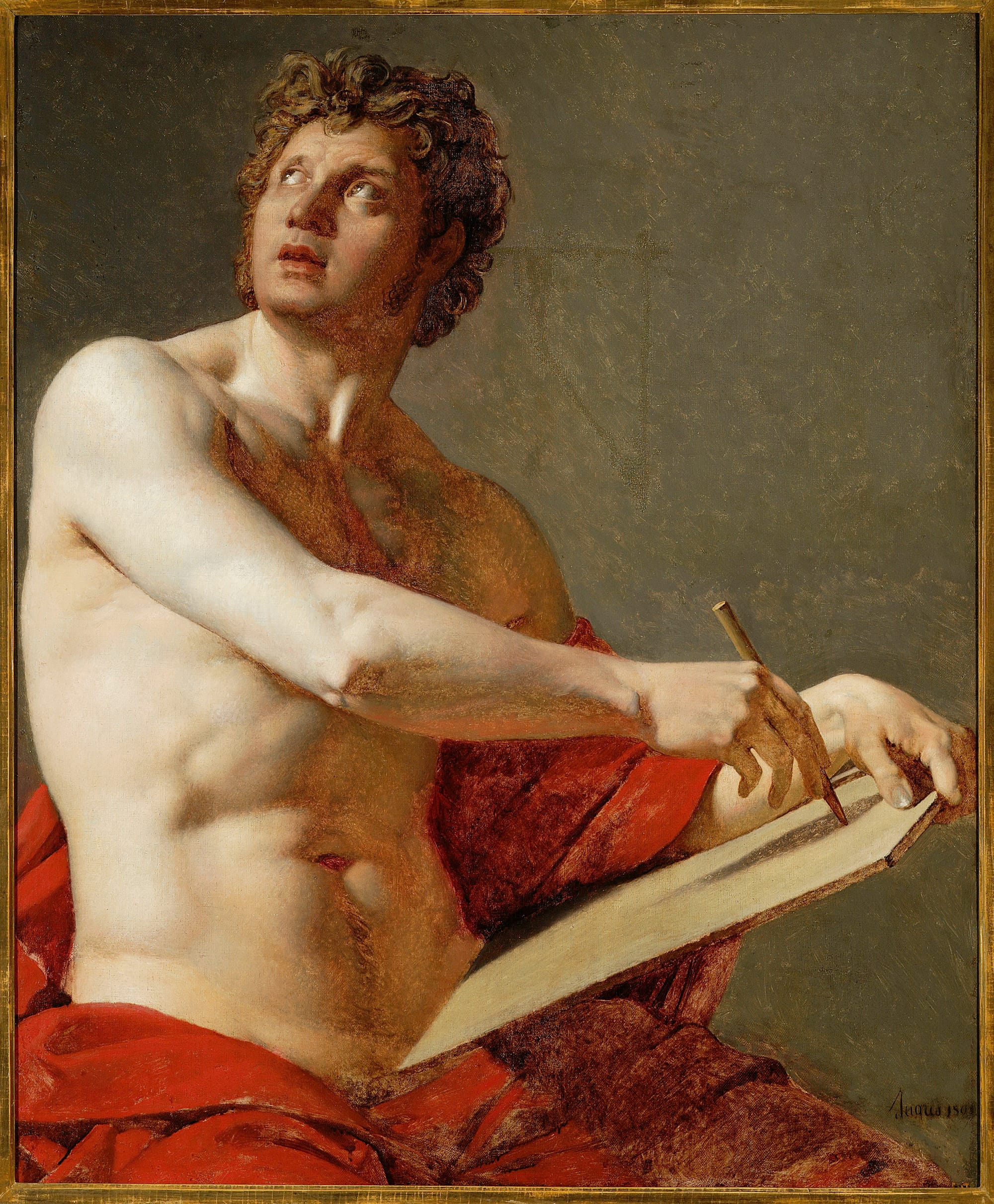 Jean-Auguste-Dominique Ingres academic male nude study neoclassical identity conditioning disciplined form drawing