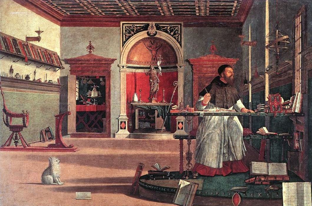 Vittore Carpaccio St Augustine in His Study symbolizing identity withdrawal before movement between parallel selves
