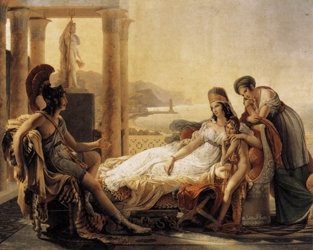 Pierre-Narcisse Guérin, Dido and Aeneas (1815) — neoclassical mythological scene symbolizing identity narrative and personal transformation.