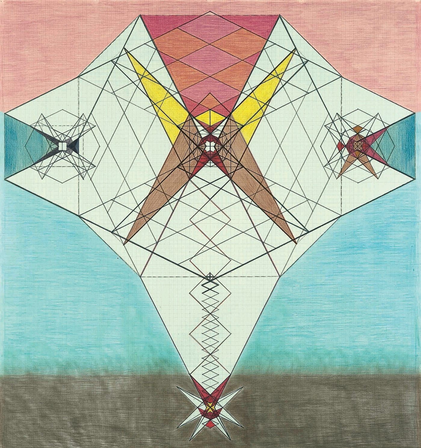 Emma Kunz geometric drawing energy grid subconscious patterns and structural mind mapping diagram