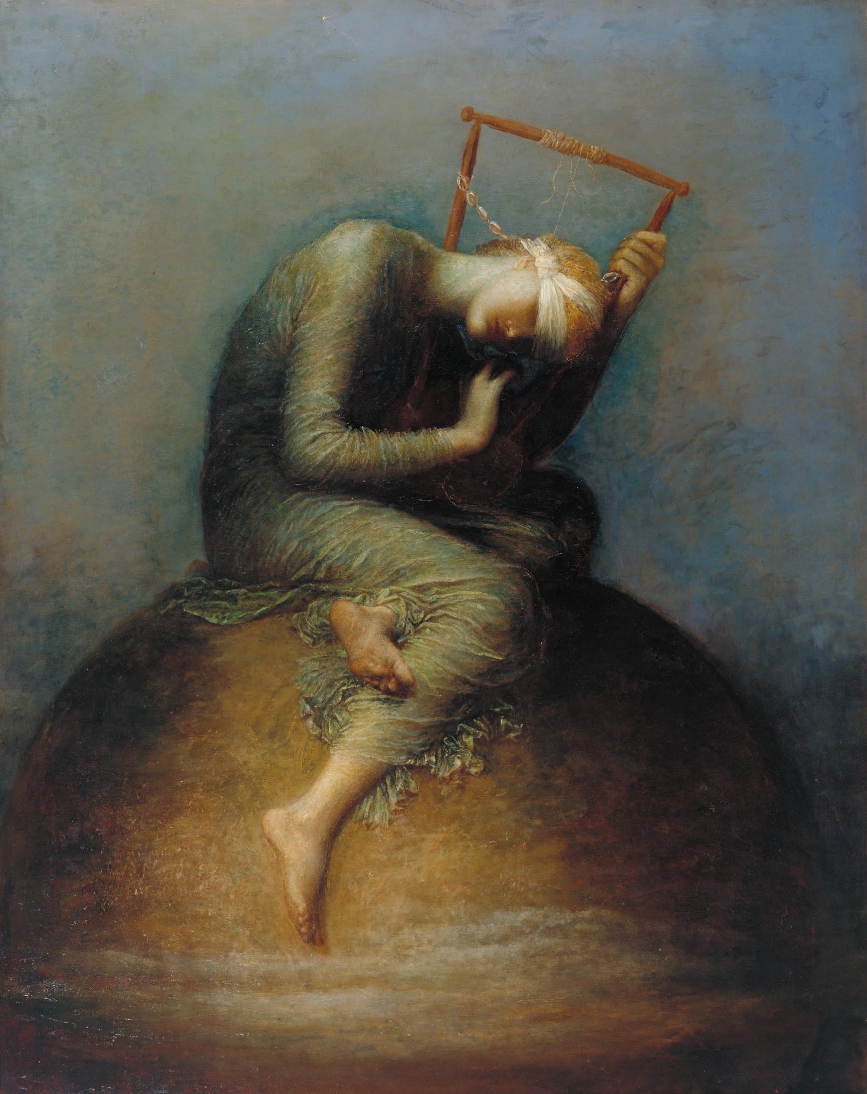 George Frederic Watts Hope 1886 symbolist painting of blindfolded woman playing lyre symbolizing resilience faith and emotional endurance in manifestation