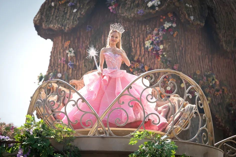Ariana as Glinda the witch in Wicked, a role she manifested using the law of attraction