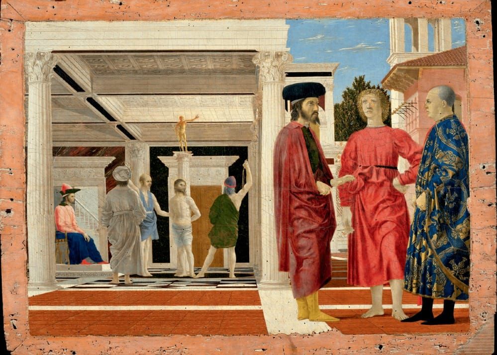 The Flagellation of Christ by Piero della Francesca, depicting stillness and identity under pressure.