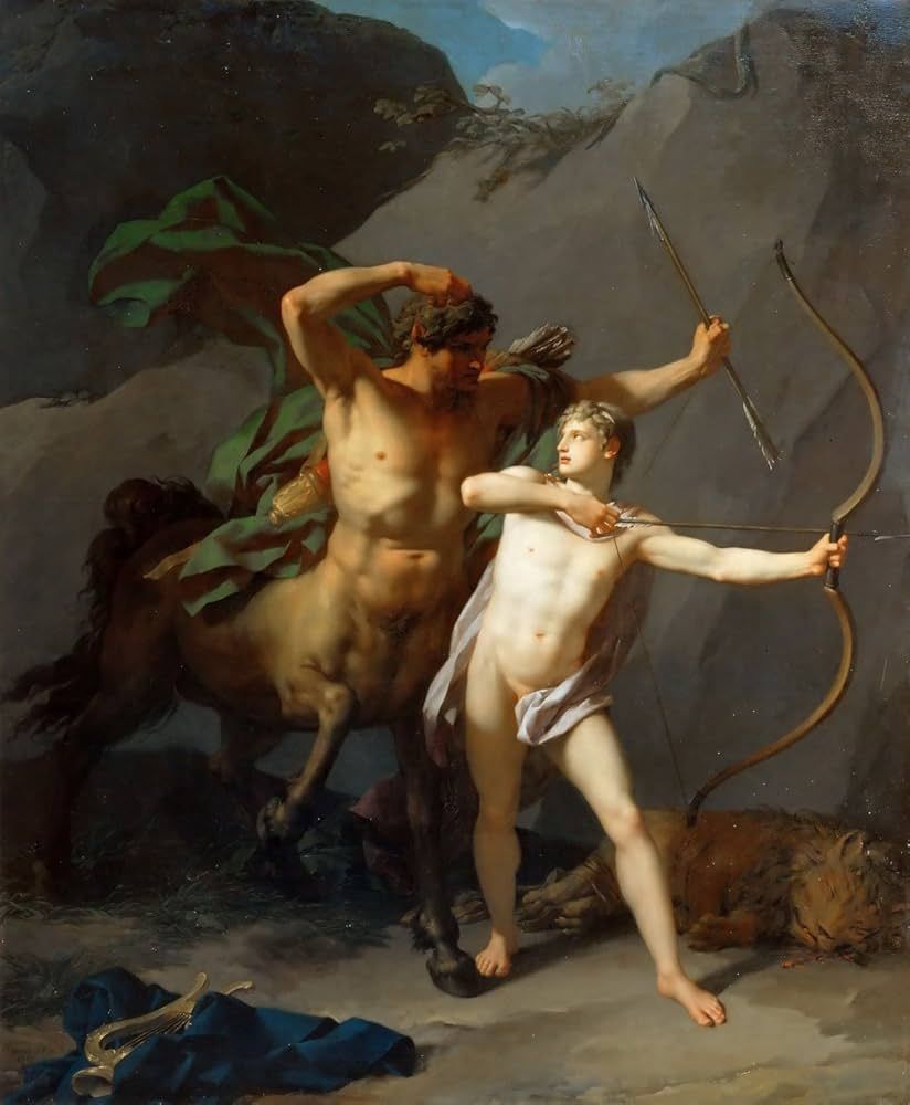 Jean-Baptiste Regnault The Education of Achilles by Chiron the Centaur 1782 Louvre Paris Neoclassical conditioning initiation painting