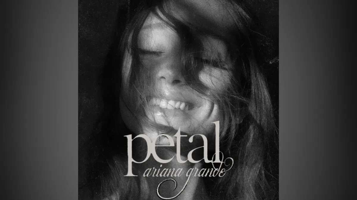 Ariana Grande in black and white during the petal album era, an image of identity shift and the Law of Assumption
