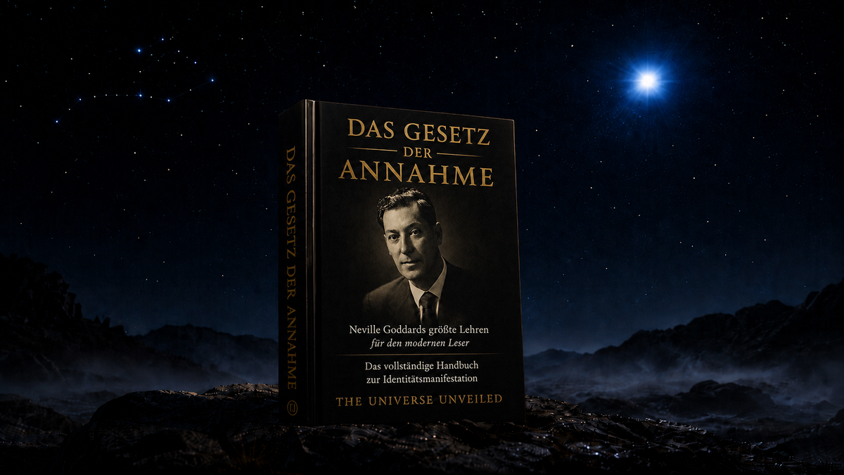Das Gesetz der Annahme von The Universe Unveiled, Buchcover unter Sirius am Löwen-Himmel