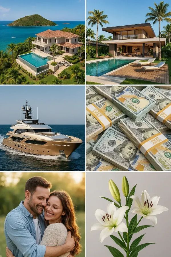 A vision board with a collage of images, affirmations, and goals inspiring the creator's dreams