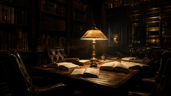 Mystical library with golden doorways representing the biggest secret in manifestation and many teachers pointing to one source