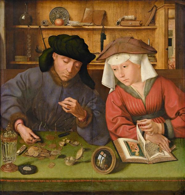 Quentin Matsys, The Moneylender and His Wife, 1514 — Renaissance painting symbolizing the psychology of money and subconscious wealth identity.