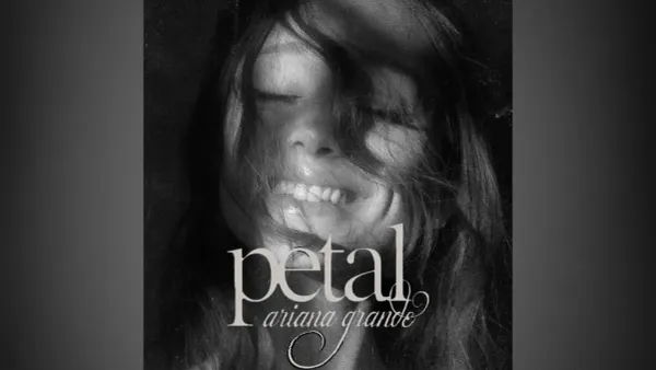 Ariana Grande in black and white during the petal album era, an image of identity shift and the Law of Assumption