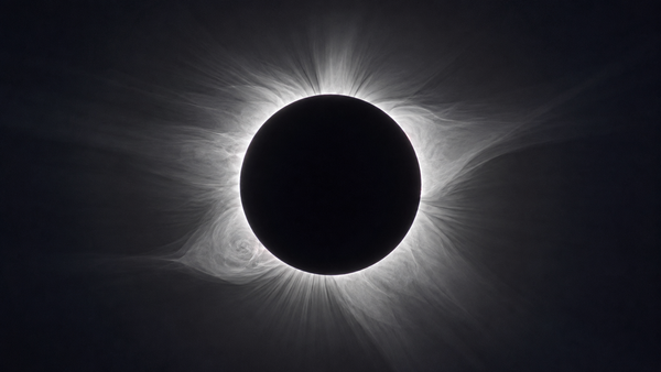 La couronne solaire embrasant le disque noir de la Lune pendant l'éclipse solaire totale du 12 août 2026