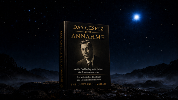 Das Gesetz der Annahme von The Universe Unveiled, Buchcover unter Sirius am Löwen-Himmel